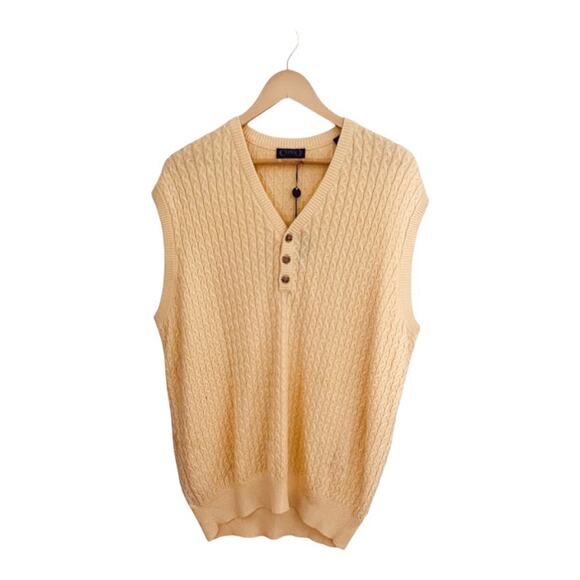 NWT COMO SPORT Men's Yellow Resort-Style Button Cable Knit Sweater Size XL - Picture 1 of 9